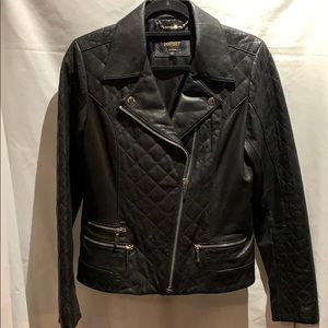Beautiful black leather Laundry Moto Jacket size M